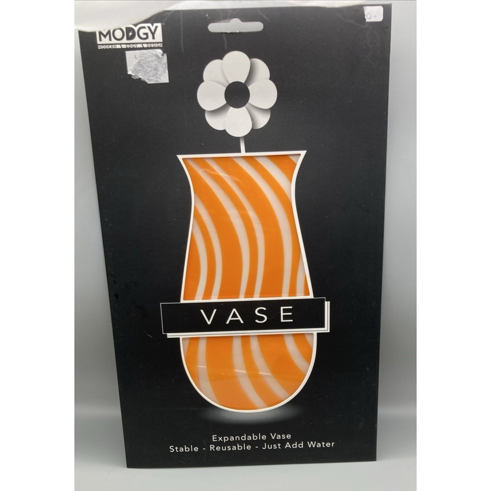 Modgy Expandable Vase Desperado Orange 10" X6" NIB MCM Retro Reusable